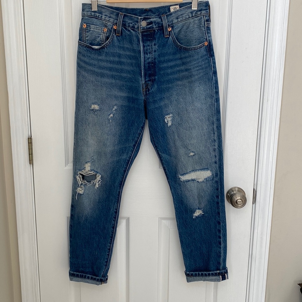 Levi’s white oak cone Selvedge Jeans distressed jeans 29